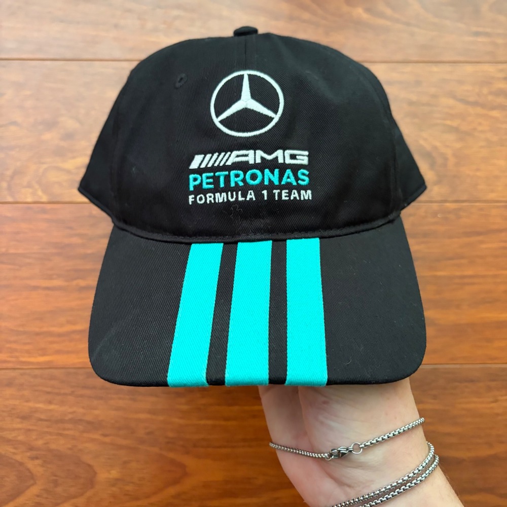 Adidas Mercedes AMG Petronas Formula 1 Team Hat OSFM Black Teal F1 Racing Cap